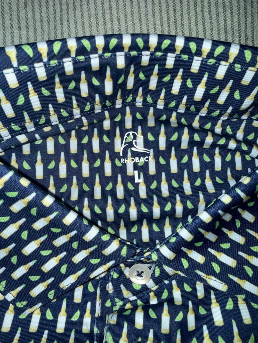 Rhoback Navy & White Geometric Polo - Picture 4 of 6